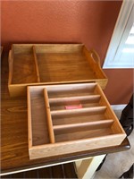 Two wood tray organizers, #17