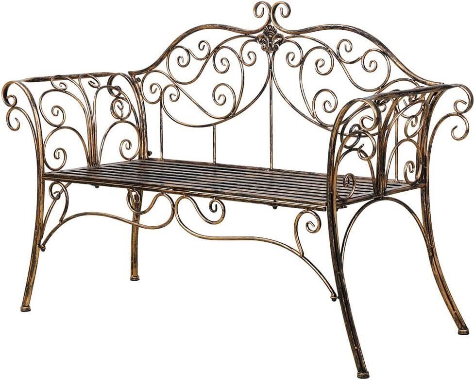 HLC 52 Garden Bench Metal Patio Bronze