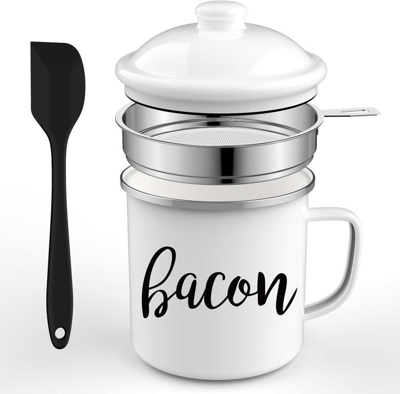 (5"L x 5"W x 4"H - white) Bacon Grease Saver with