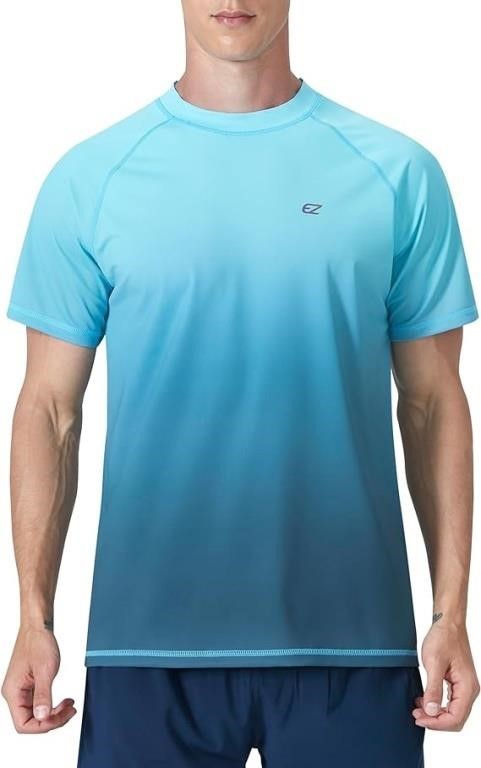 (XL - blue) Men's Swim Shirts Rash Guard UPF 50+