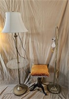 Floor Lamps & Antique Stool