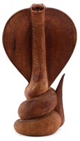 COILED COBRA SNAKE SCULPTURE FROM SOLID WOOD