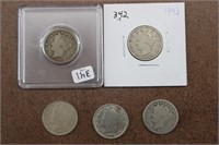 Lot of 5 Liberty Head V Nickels