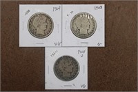 Lot of 3 Barber Halves