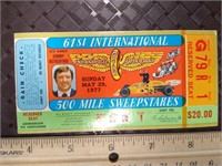 Indy 500 Ticket 61st Race 1977