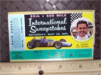 Indy 500 Ticket 55th  Race 1971