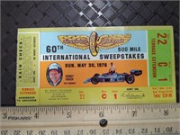 Indy 500 Ticket 60th Race 1976