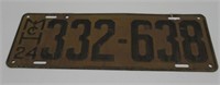 SINGLE 1924 MICH LICENSE PLATE.