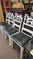4x Vintage Ladderback Cow Chairs