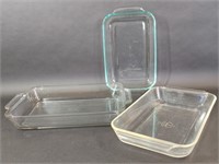 Three Glass Pyrex Casserole Dishes