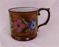 1860's copper lustre English mug, 3.5" tall