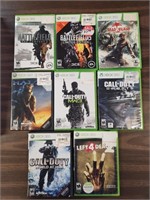 (8) X-Box 360 Games- Call Of Duty, Battlefield