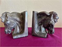 Grey Glazed Ceramic Horse Head Bookends