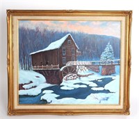 Acrylic Vintage Winter Landscape Painting