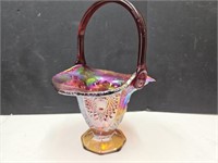Carnival Glass Basket 6 3/4" wide
