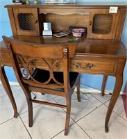 T - VINTAGE DESK W/ CONTENTS & CHAIR (P11)