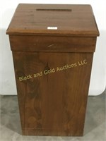 26" tall wooden waste can with removable lid