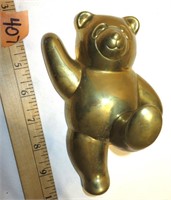 Brass Dancing Teddy Bear Wall Hanging