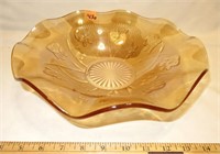 Jeanette Glass Iris & Herringbone Marigold Bowl