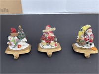 (3) X-Mas Holiday Figural Stocking Holders