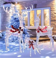 2x Hoyechi 3 Piece Lighted Christmas Deer