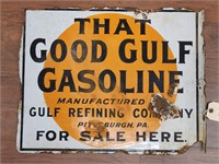 "Good Gulf Gasoline" Double-Sided Porcelain Sign