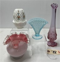 Fenton Handpainted Glass Fairy Lamp & Vases