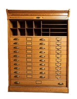 Antique Oak 21-Drawer Cabinet w/Original Stencils