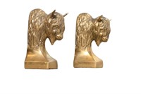 Brass Buffalo Head Bookends