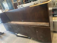 7’ dark wood upper cabinet hutch storage cabinet