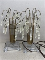 Table lamps with dangling crystals