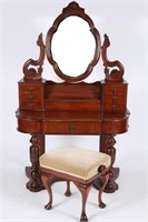 Victorian Mahogany Dressing Table with Adj. Bench