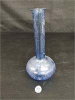 8\" Blue Crackle Glass Vase/Flask
