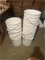 Empty plastic buckets