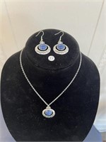 Blue Stones Necklace & Earring U230