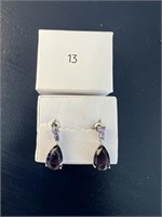 Amethyst Drop Post Earrings U230