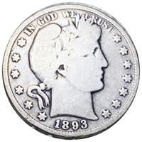 1893 Barber Half Dollar NICELY CIRCULATED