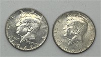 2pcs Silver Kennedy Half Dollars
