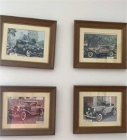 Set of 4 Vintage Car Wall Photos