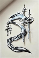 LARGE BEAUTIFUL NORTHWEST RIVER TREES METAL ART