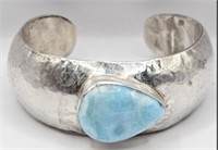 Hand Hammered Sterling Cuff Bracelet with