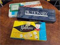 Board games, Yahtzee, Pictionary, Monopoly