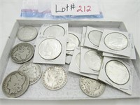 19 silver dollars, 7-Morgan, 12-Peace,