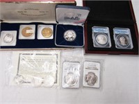 11 asstd silver coin lot graded & commemoratives
