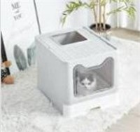 Large Foldable Cat Litter Box Pan With Lid, Cat
