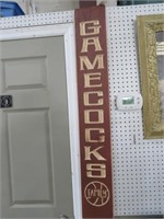 48" MADE IN USA HAND CARVED WOODEN GAMECOCKS SIGN