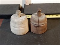 2 antique wood butter molds