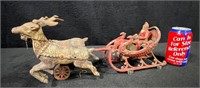 Cast Iron Santa Sleigh with 2 Reindeer