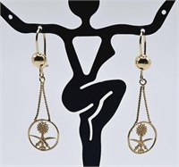 18K Yellow Gold Emblem of Saudi Arabia Earrings