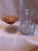 Glass Decanter and Glass Compote